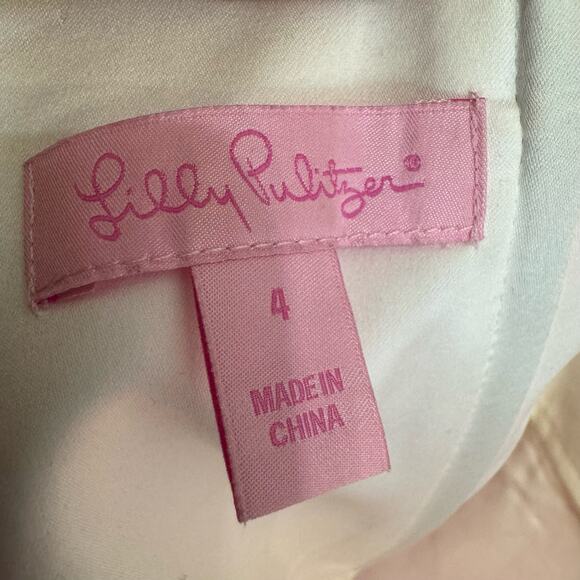 Lilly Pulitzer Peyton Fiesta Pink Daisy Dress Pearls Sz 4 - Picture 13 of 14